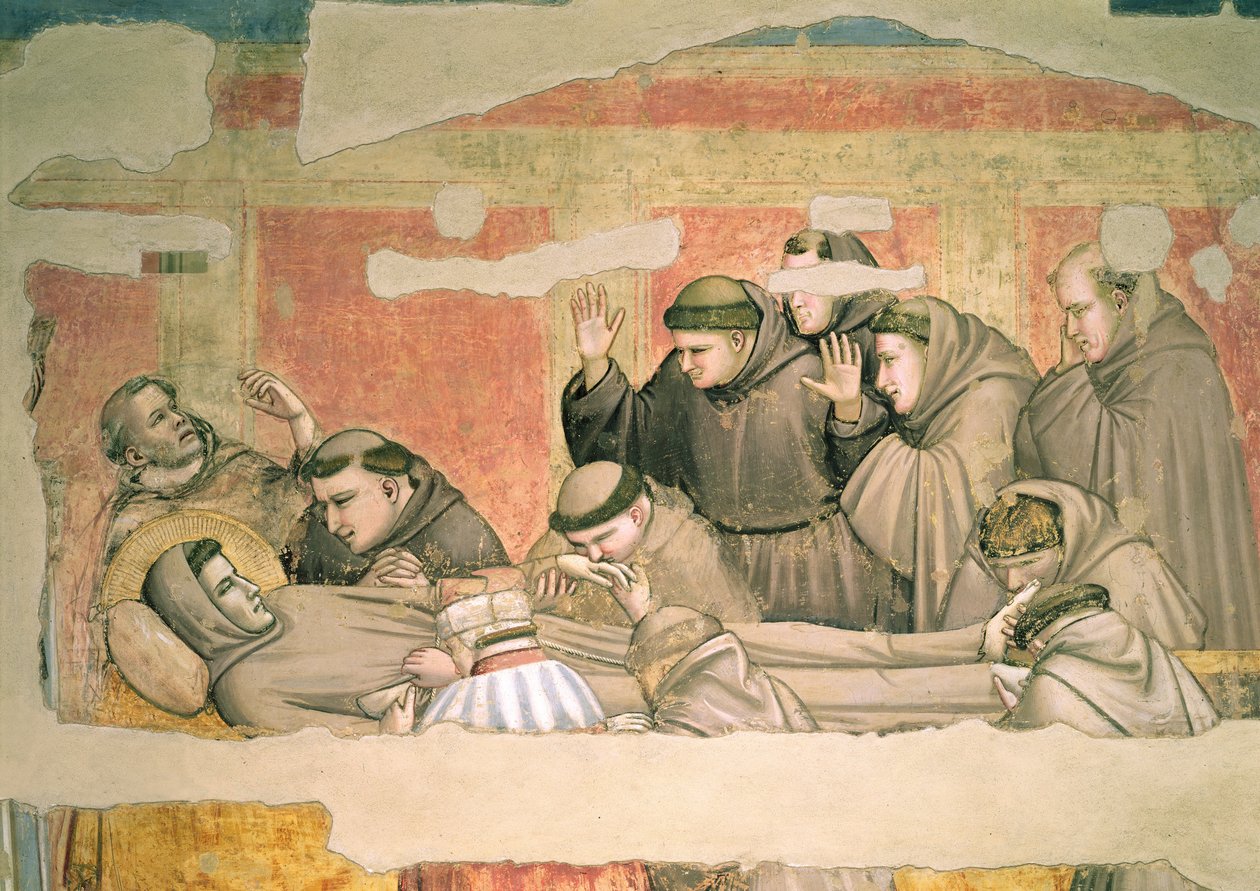 A morte de São Francisco, do detalhe afresco da Capela Bardi de 63329 de Giotto di Bondone