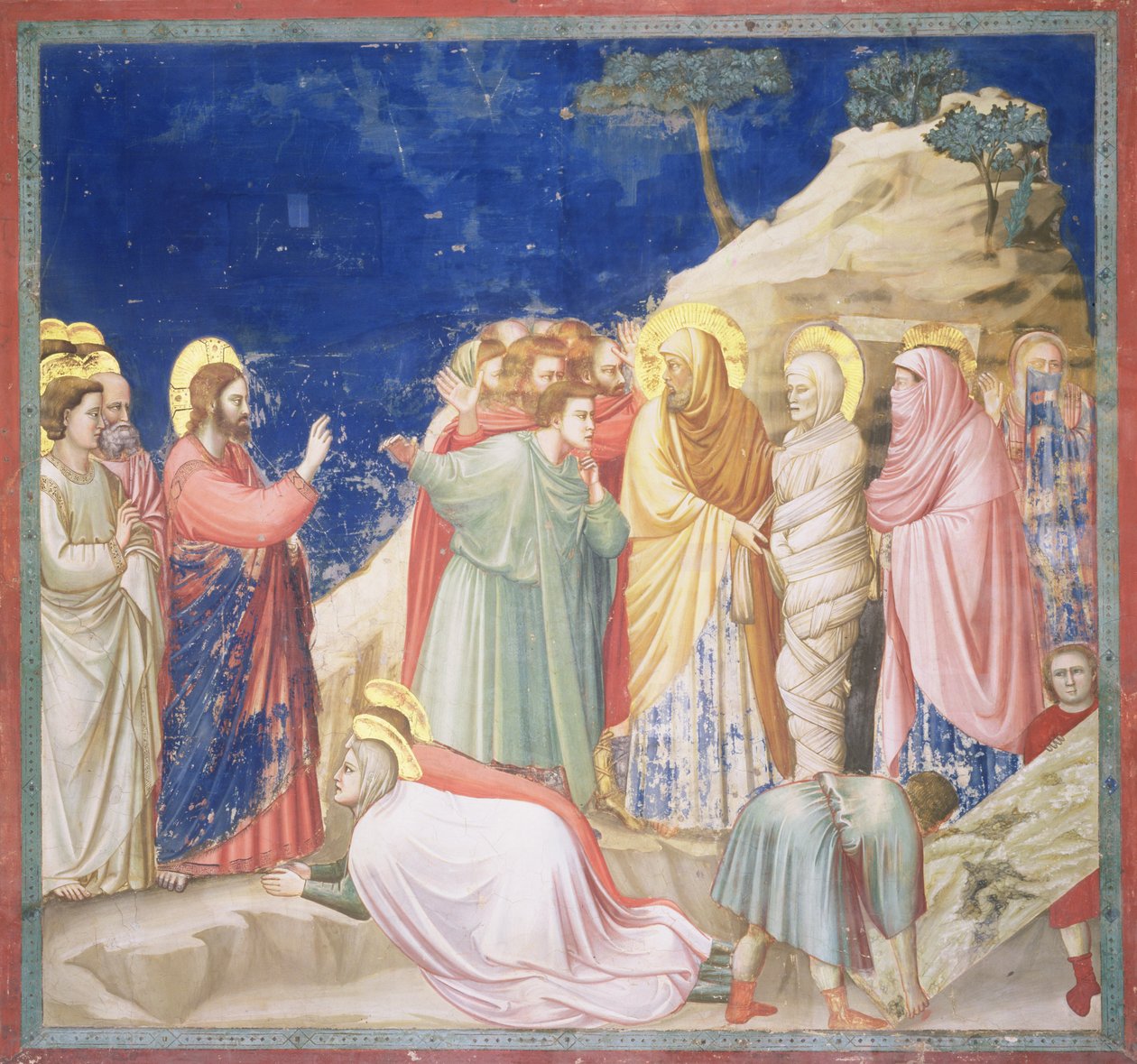 O Levantamento de Lázaro, c.1305 (pré-restauração) (veja também 192699) de Giotto di Bondone