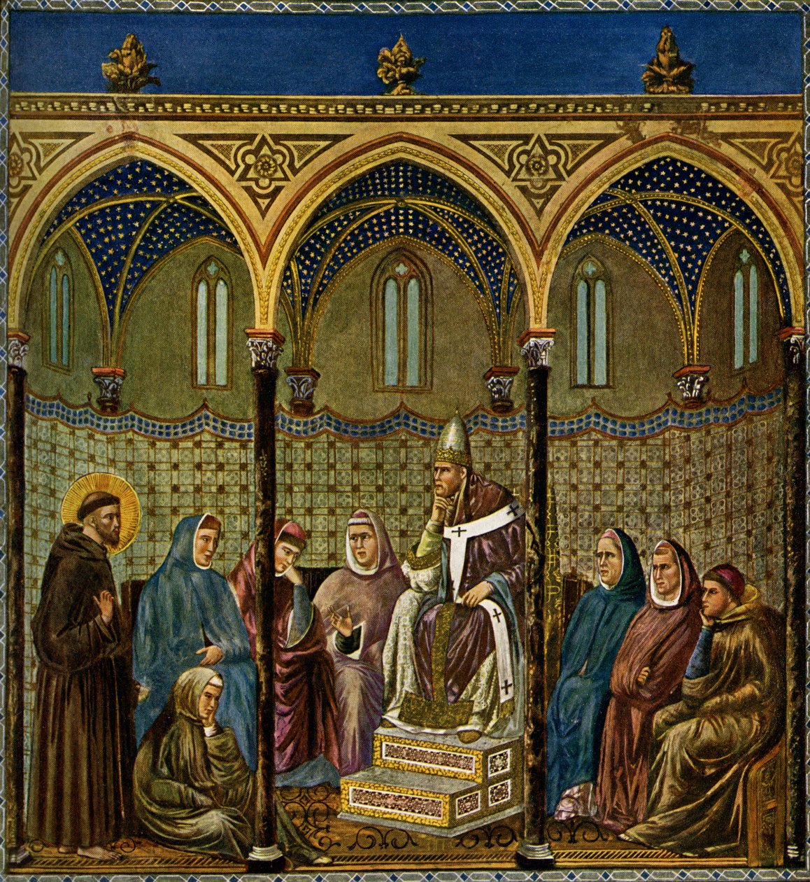 São Francisco de Assis prega ao Papa Honório III de Giotto di Bondone