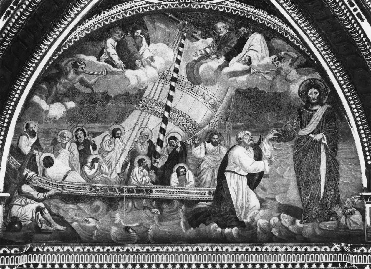 A Navicella de São Pedro (mosaico) de Giotto di Bondone after Giotto di Bondone after