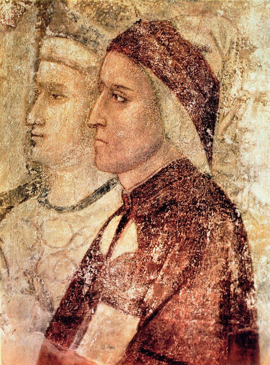 Paraíso, detalhe de Dante Alighieri (1265-1321) c.1336 de Giotto di Bondone school of Giotto di Bondone school of