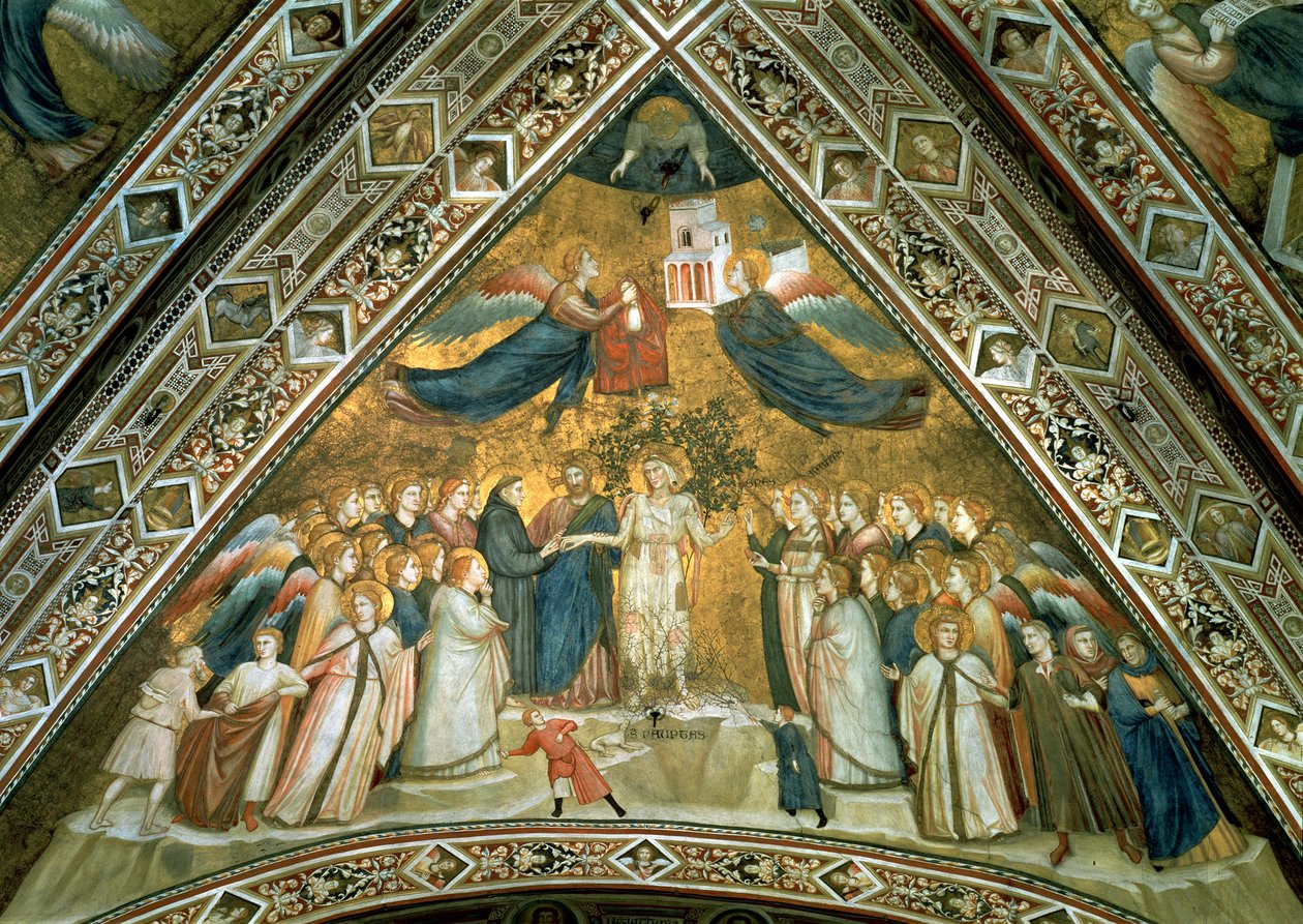 O casamento místico de São Francisco com a Santa Pobreza de Giotto di Bondone school of Giotto di Bondone school of