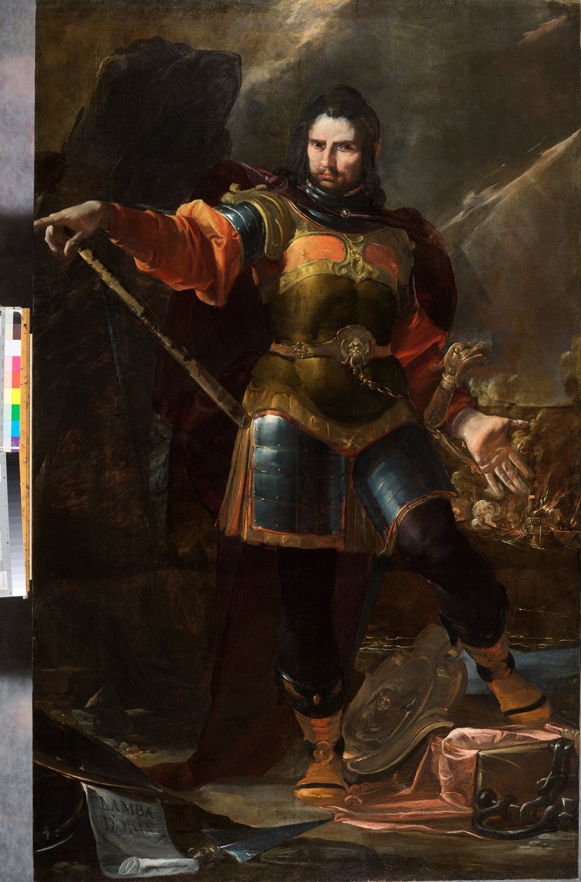 Lamba Doria, Almirante da Frota da República de Génova no século XIII-14, c.1633-35 (óleo sobre tela) de Giovacchino Assereto