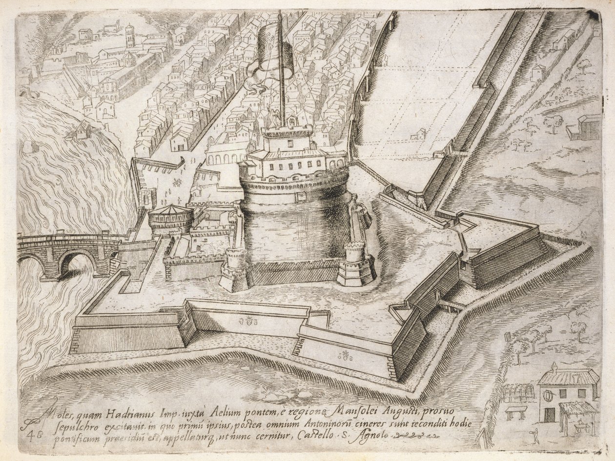 O túmulo de Adriano, de "Cosmo Medici Duci florentinor", publicado em 1569 de Giovanantonio Dosio