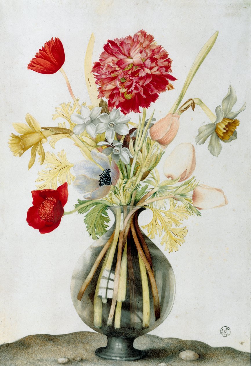 Vaso de vidro com um ramo de flores de Giovanna Garzoni