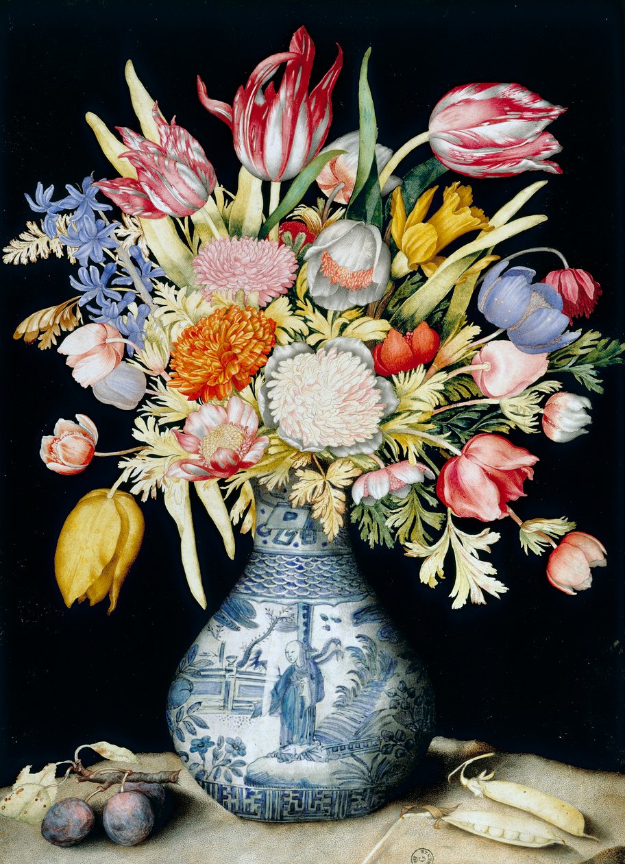 Jarra de porcelana chinesa com flores (aguarela) de Giovanna Garzoni