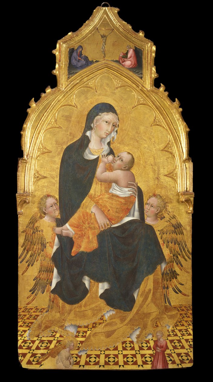 Madonna com criança e anjos; Aviso de Giovanni di Paolo