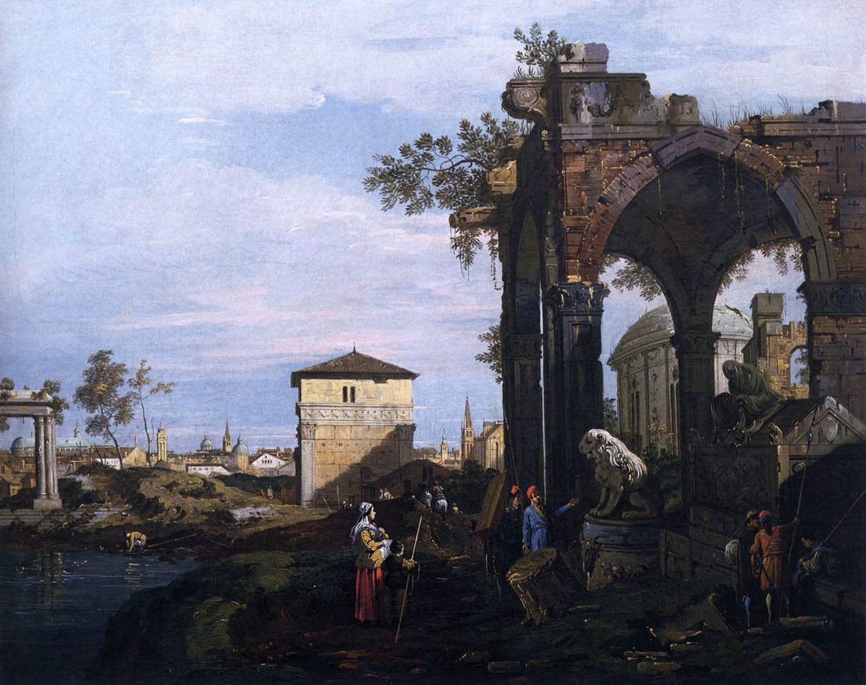 Capriccio com Ruínas e Porta Portello, Pádua de Giovanni Antonio Canal