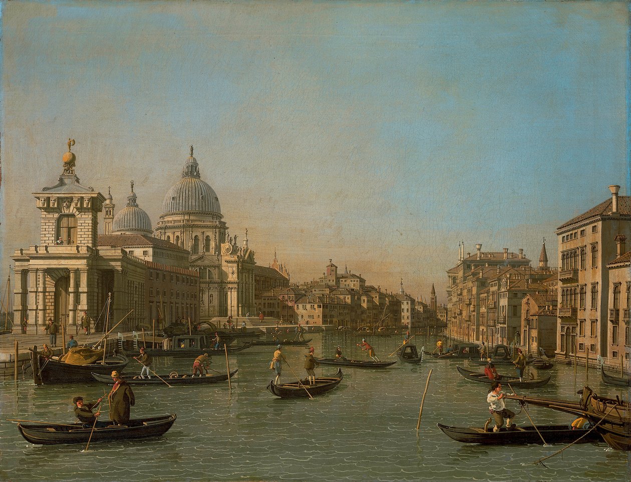 A entrada para o Grande Canal no Punta della Dogana e a Santa Maria della Salute de Giovanni Antonio Canal