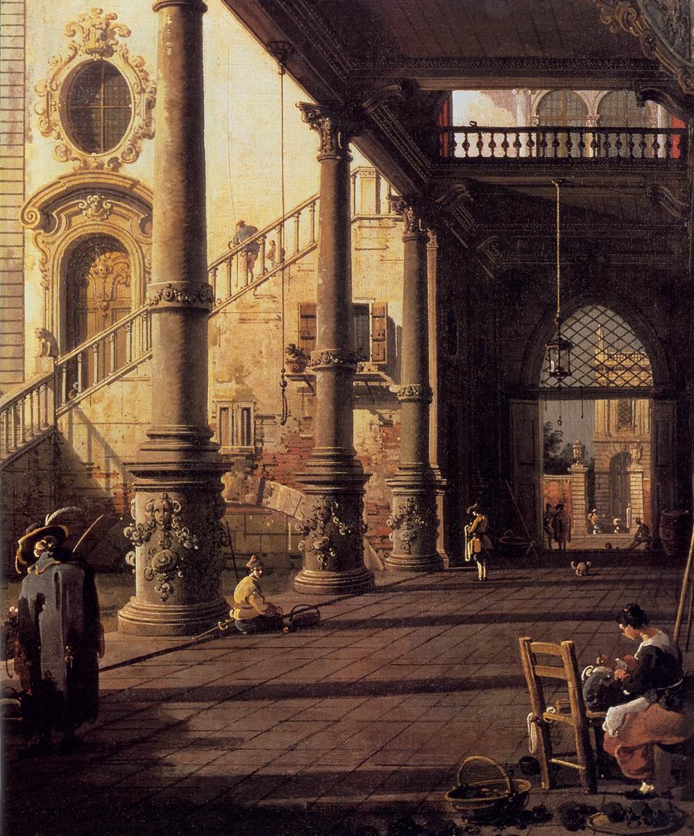 Vista em perspectiva com pórtico de Giovanni Antonio Canal