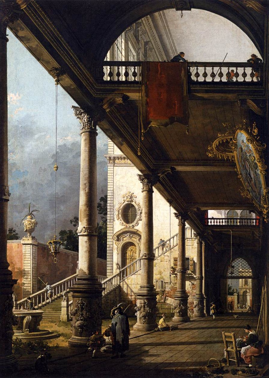Vista em perspectiva com pórtico de Giovanni Antonio Canal