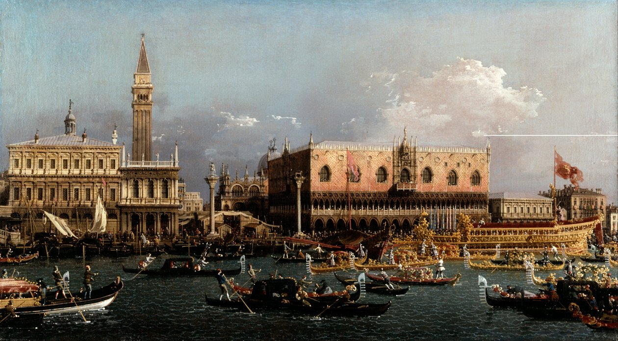 O Bucintoro no Molo no dia da ascensão de Giovanni Antonio Canal