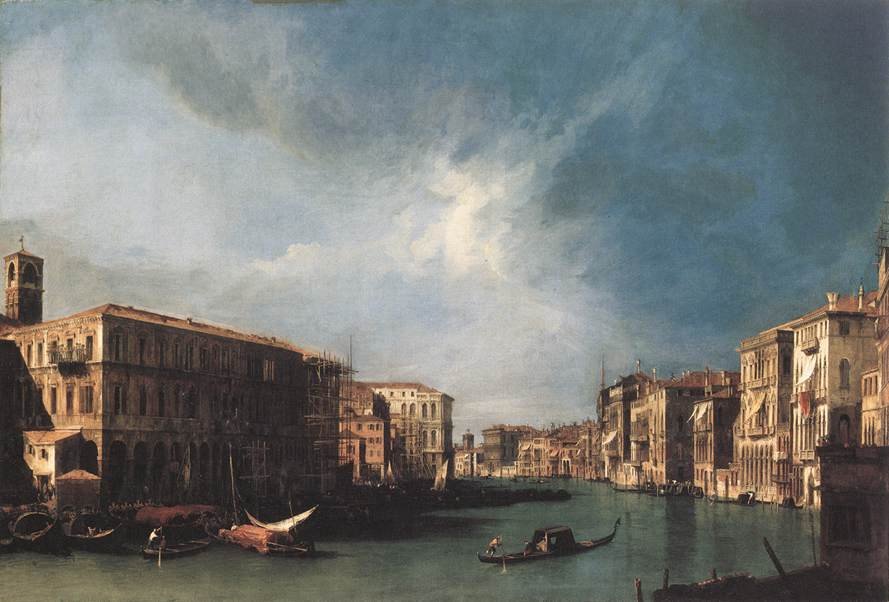 O Grande Canal de Rialto em direção ao norte de Giovanni Antonio Canal