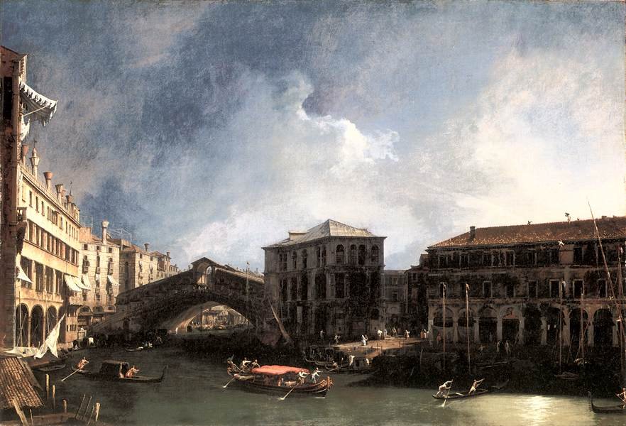 O Grande Canal, perto da Ponte di Rialto de Giovanni Antonio Canal
