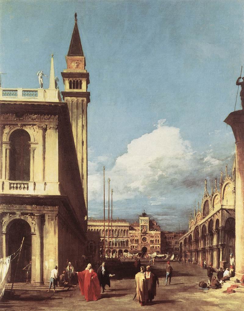 A Piazzetta, olhando para a torre do relógio de Giovanni Antonio Canal