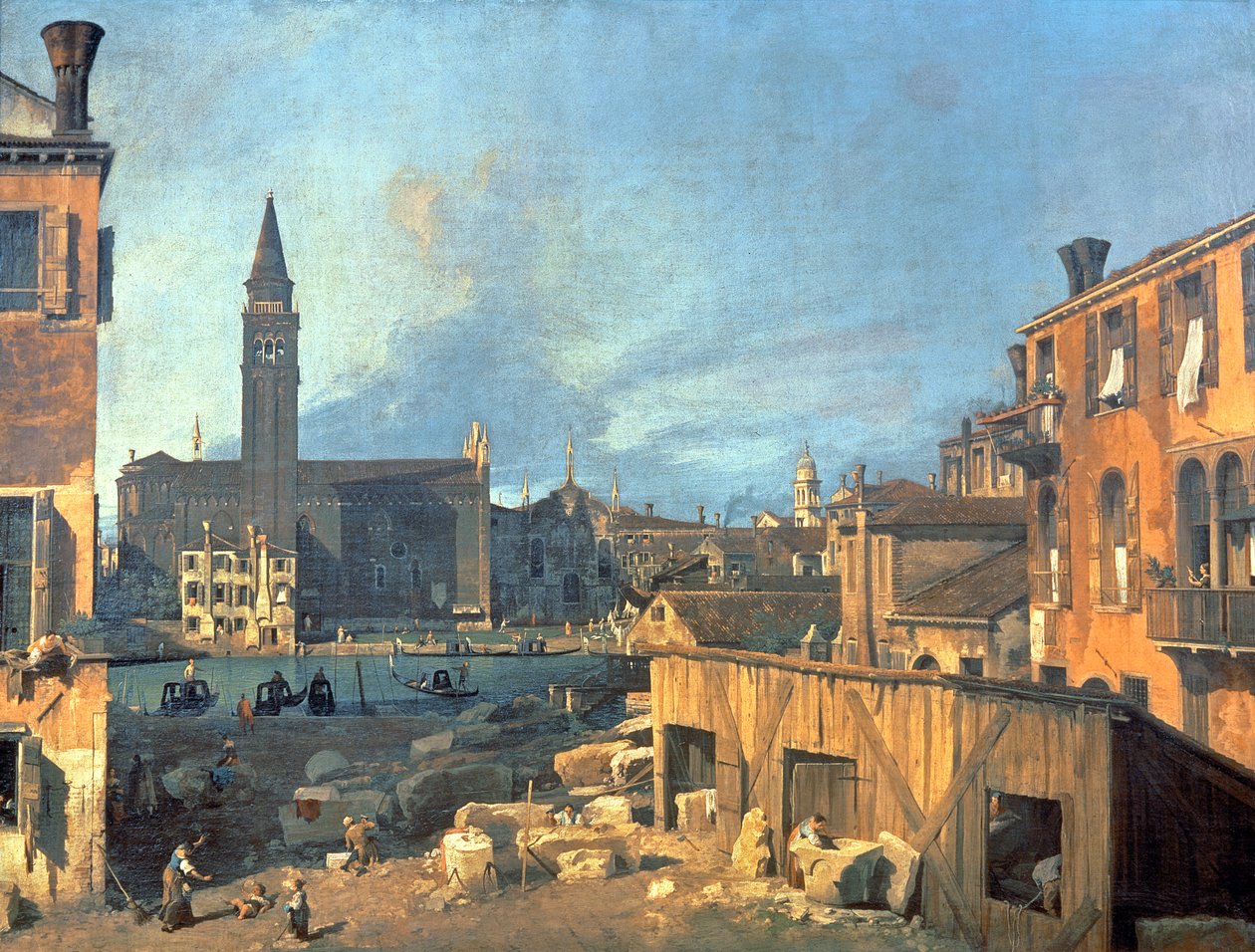 Veneza: Campo San Vidal e Santa Maria della Carita (O Pátio do Pedreiro) 1727-28 de Giovanni Antonio Canal