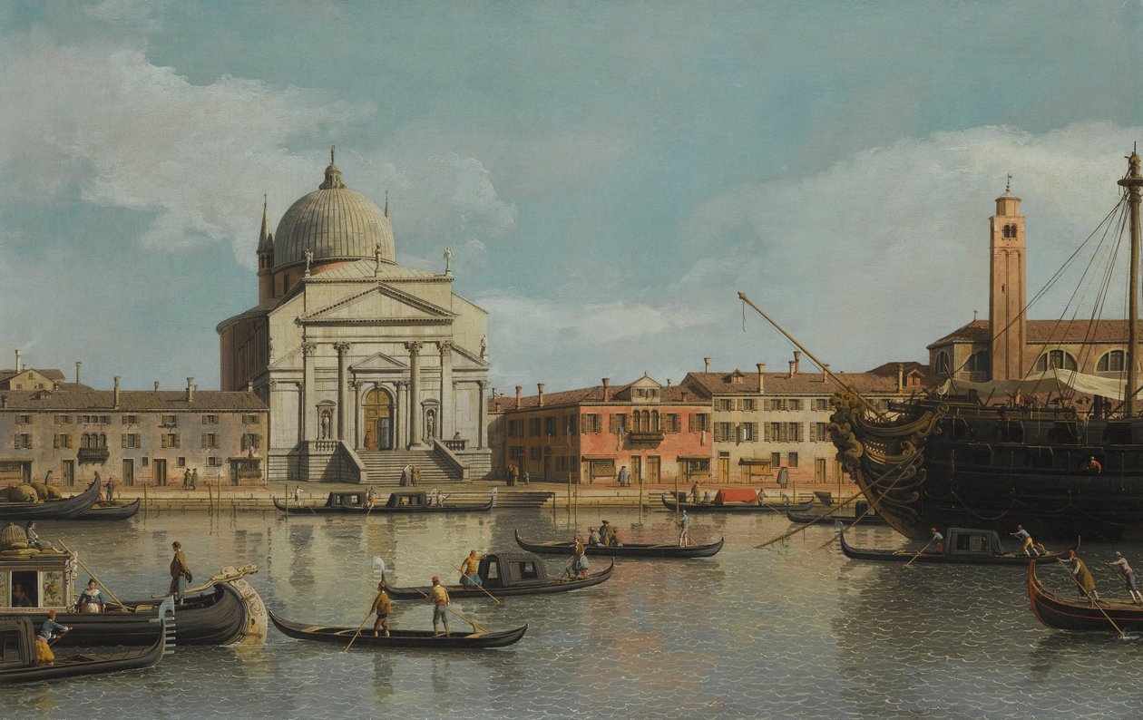 Veneza, uma visão das igrejas do Redentor e San Giacomo de Giovanni Antonio Canal