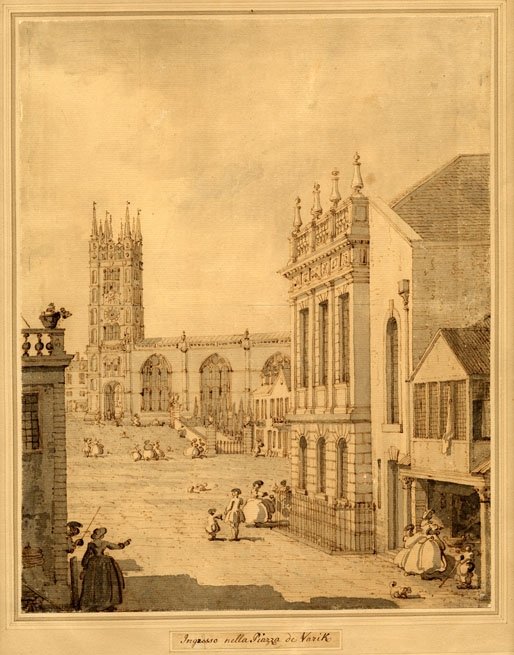 Vista em Warwick com a Igreja de Santa Maria de Giovanni Antonio Canal