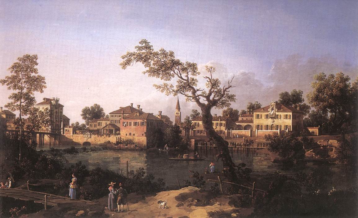Vista de um rio, talvez em Pádua de Giovanni Antonio Canal