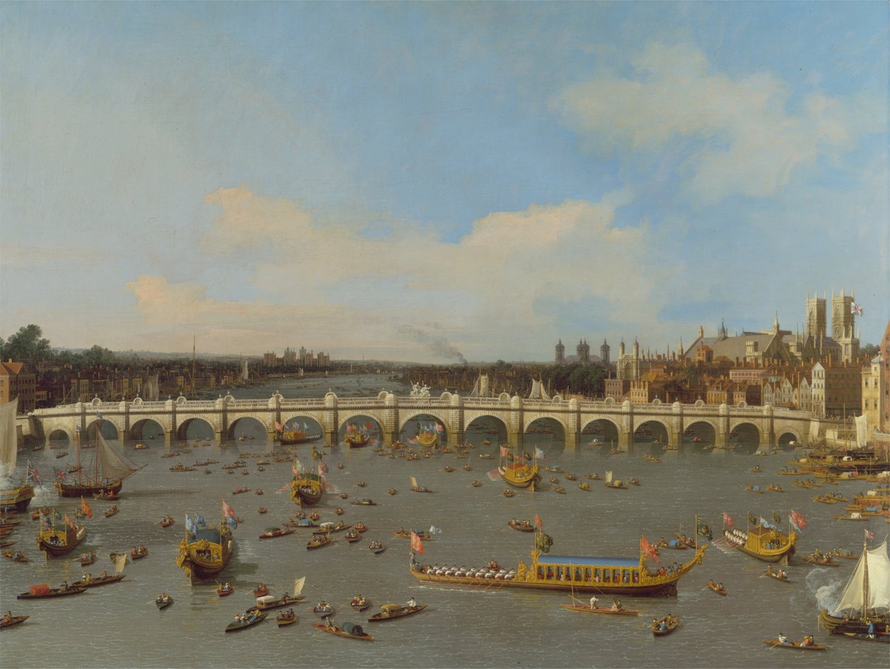 Westminster Bridge, com a Procissão do Lord Mayors no Tamisa de Giovanni Antonio Canal