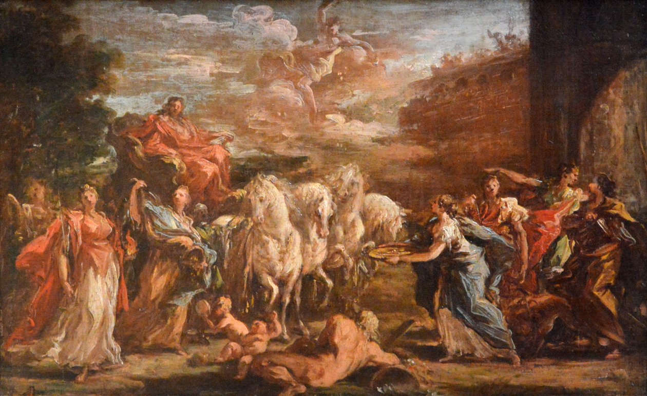 Entrada triunfante em Düsseldorf pelo príncipe Johann Wilhelm von der Pfalze, eleitor Palatino de Giovanni Antonio Pellegrini