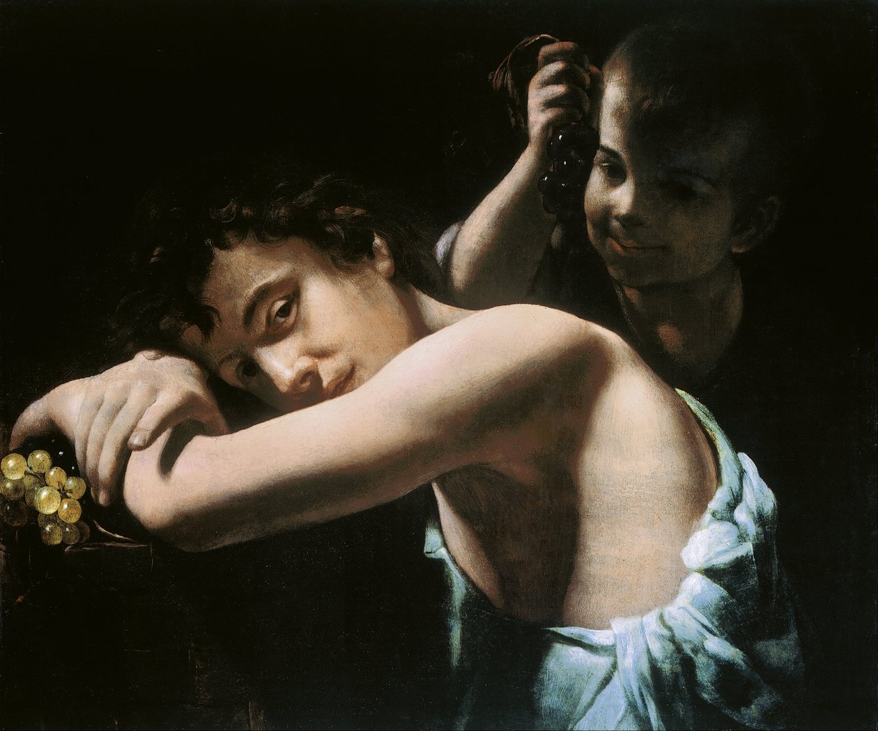 Dois, jovens, uvas de Giovanni Battista Caracciolo