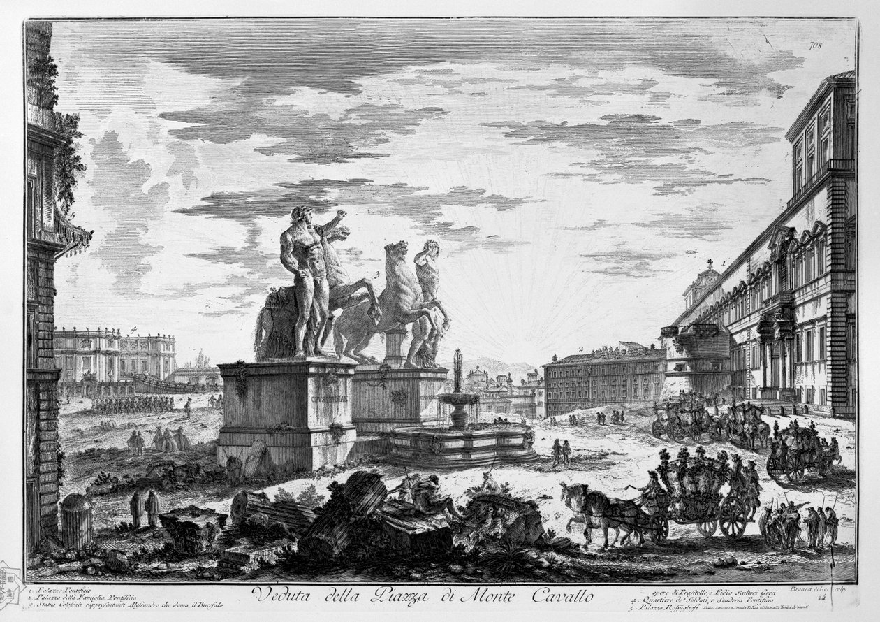 Vista, de, a, piazza di monte cavallo de Giovanni Battista Piranesi