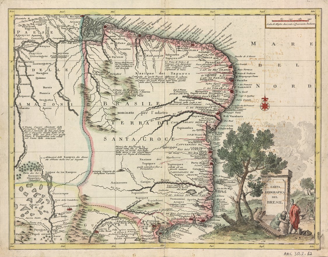Mapa geográfico do Brasil de Giovanni Battista Albrizzi