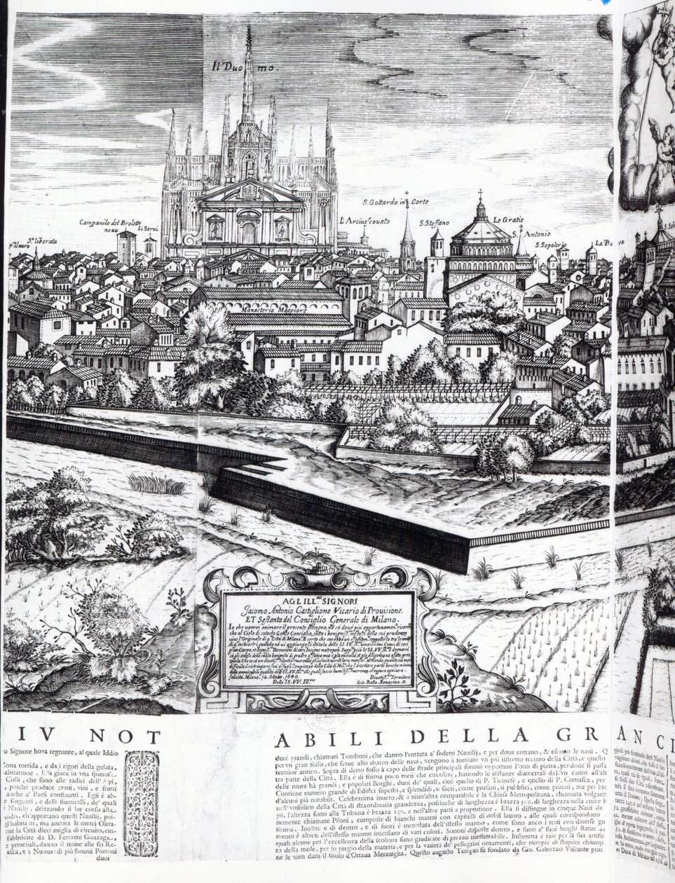 Uma seção de um mapa de Milão, 1640 de Giovanni Battista Bonacina