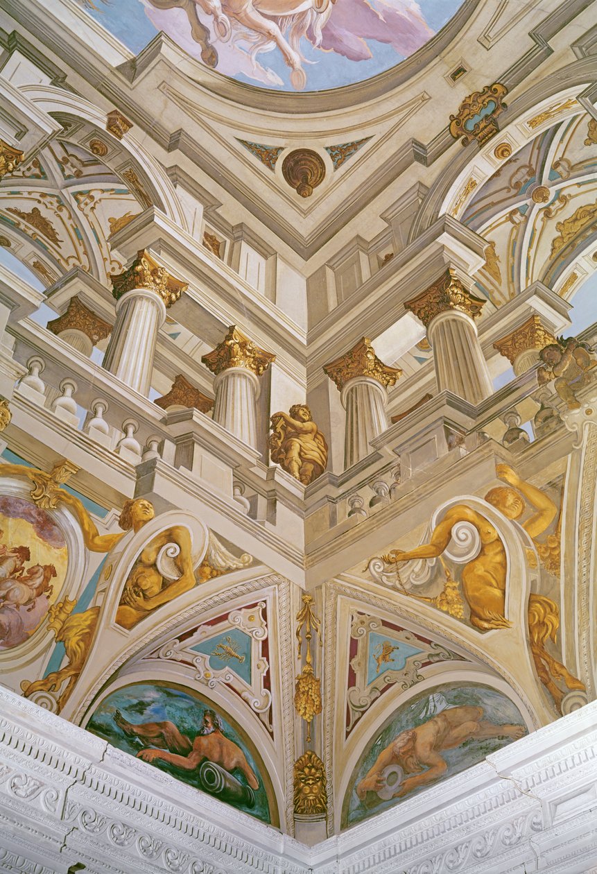 Trompe l&39;oeil do teto da Salle des Fetes, 1625 de Giovanni Battista Carlone