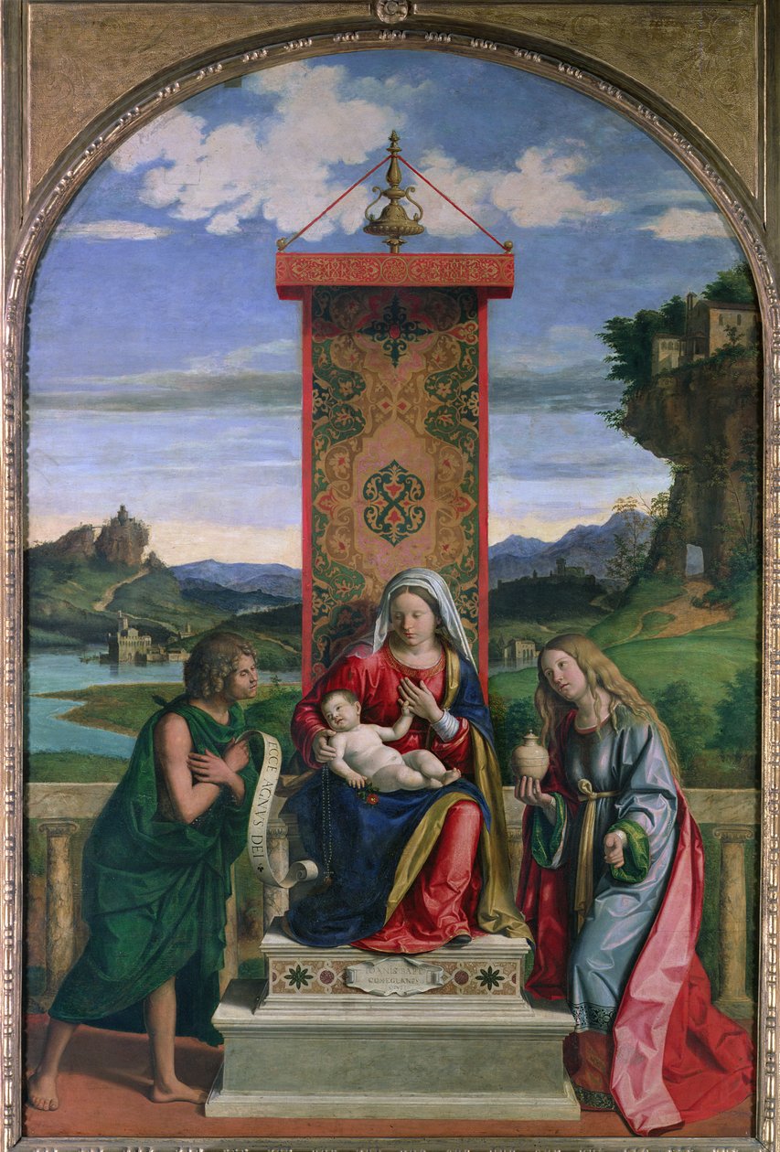 Madonna e criança com São João Batista e Maria Madalena de Giovanni Battista Cima da Conegliano