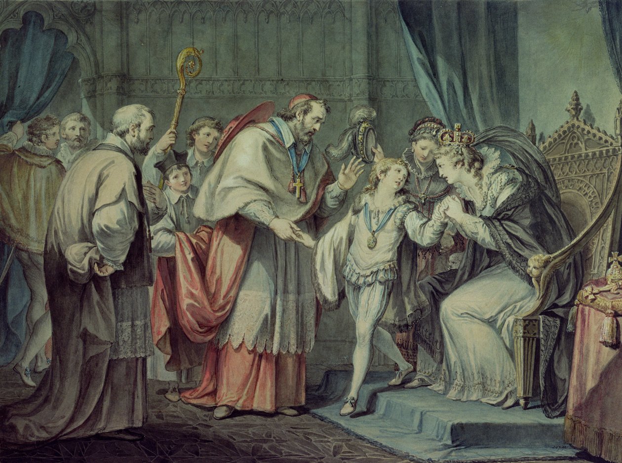 Richard, Duque de York, despedindo-se de sua mãe, Elizabeth Woodville, no Santuário de Westminster de Giovanni Battista Cipriani