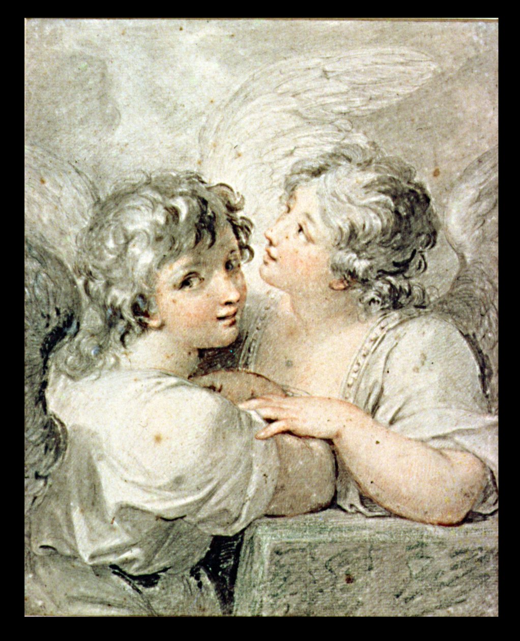 Dois anjos do século XVIII (desenho) de Giovanni Battista Cipriani