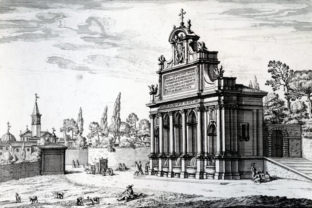 Fontana dell&39;Acqua Paola, de &39;As fontes de Roma nas praças e locais públicos da cidade, publicado entre 1665-91 de Giovanni Battista Falda