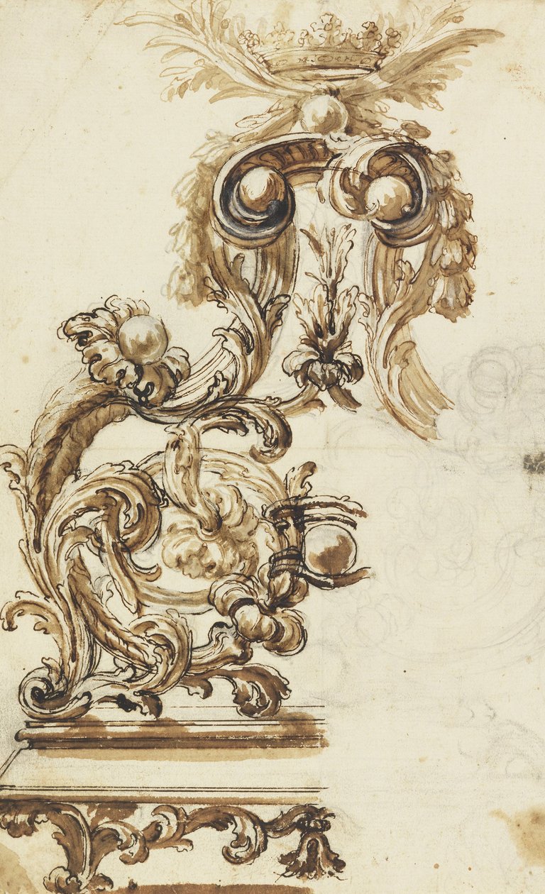 Design para um ornamento de bronze dourado de Giovanni Battista Foggini