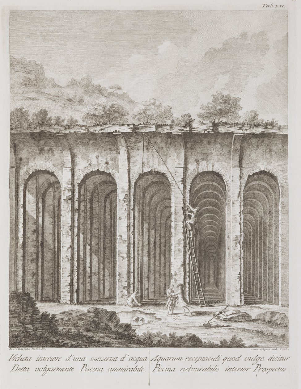 Piscina Mirabilis, de Avanzi della Antichita existente em Pozzuoli, Cuma e Baja por Paulo Antonio Paoli, gravada por Giovanni Volpato (1735-1803) de Giovanni Battista III Natali