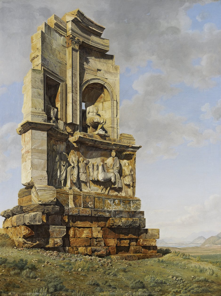 O monumento a philopappos, atenas de Giovanni Battista Lusieri