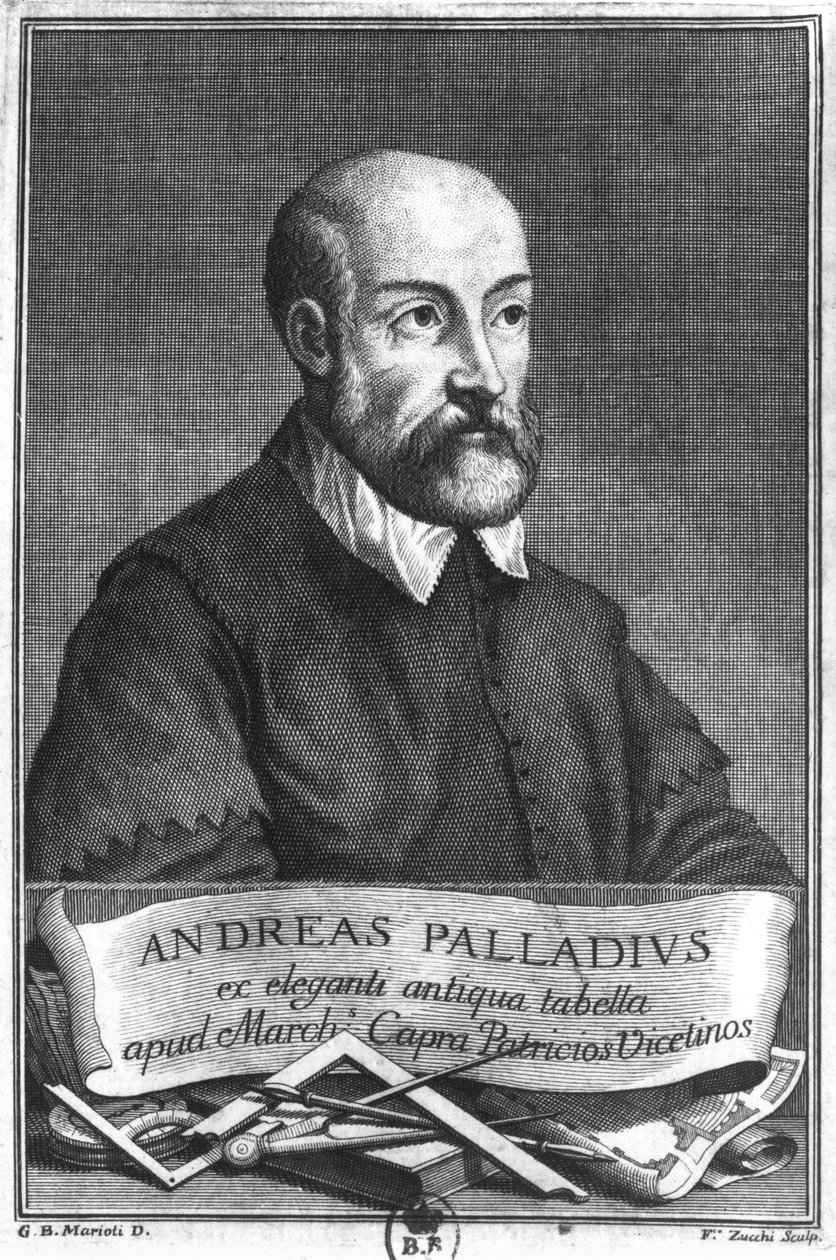 Andrea Palladio (1508-80) gravado por Francesco II Zucchi (1692-1764) de Giovanni Battista Marioti