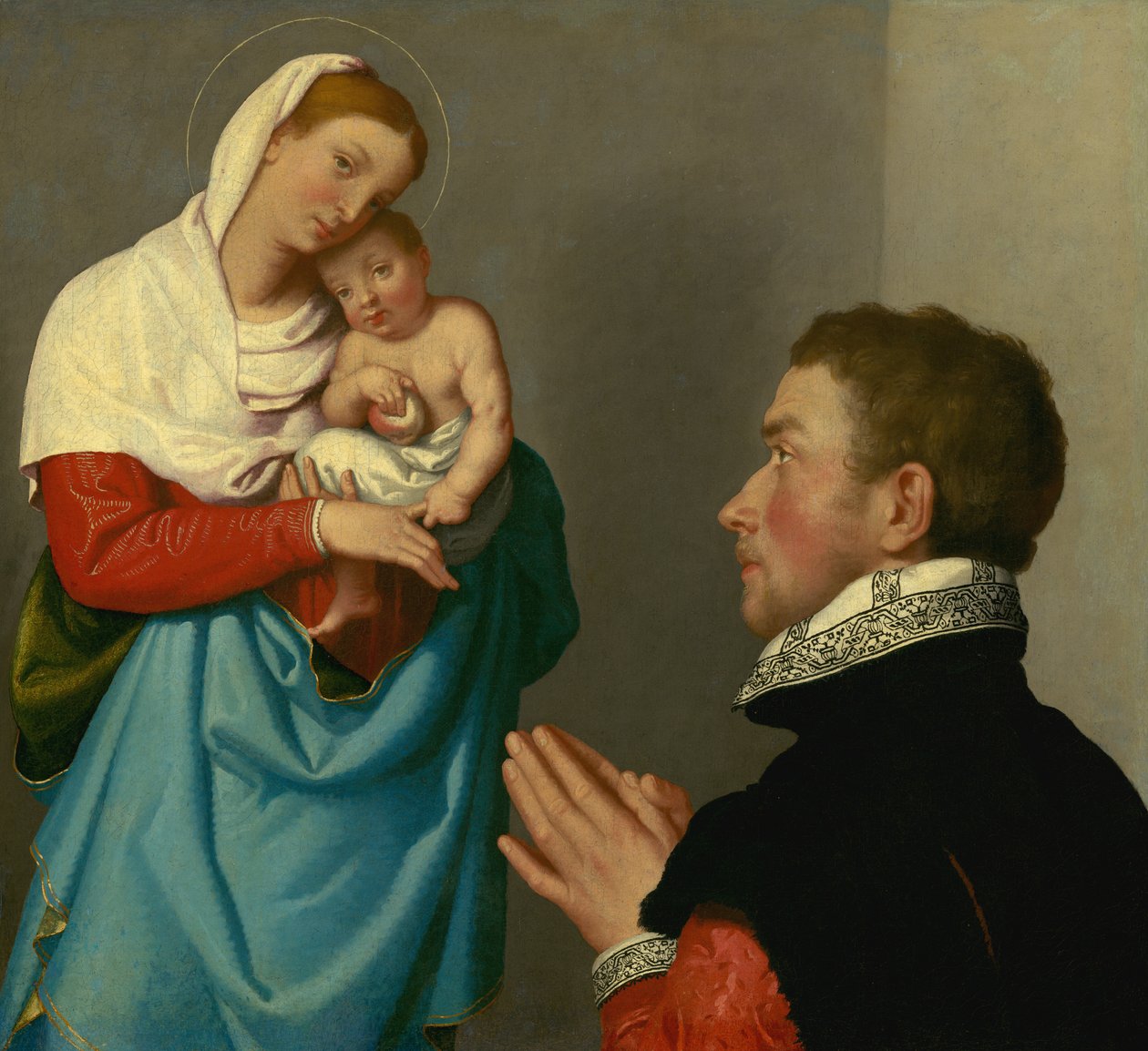 Um cavalheiro em adoração antes da Madonna de Giovanni Battista Moroni