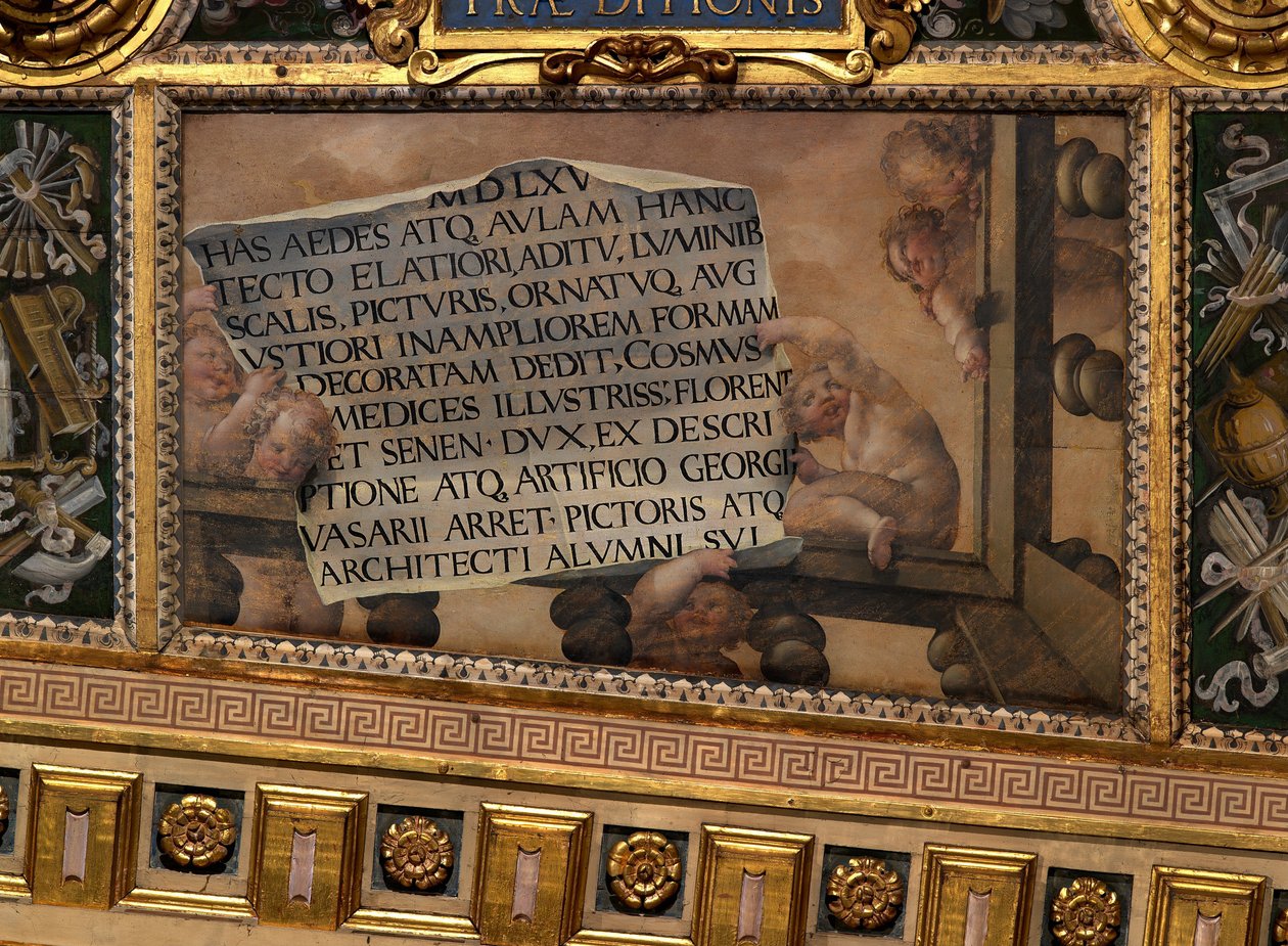 Puttoes com rolagem e escrita de Giovanni Battista Naldini