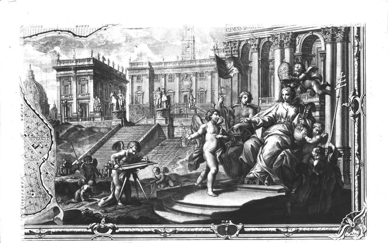 Alegoria da Igreja Católica sentada no Campidoglio em Roma, 1798 de Giovanni Battista Nolli