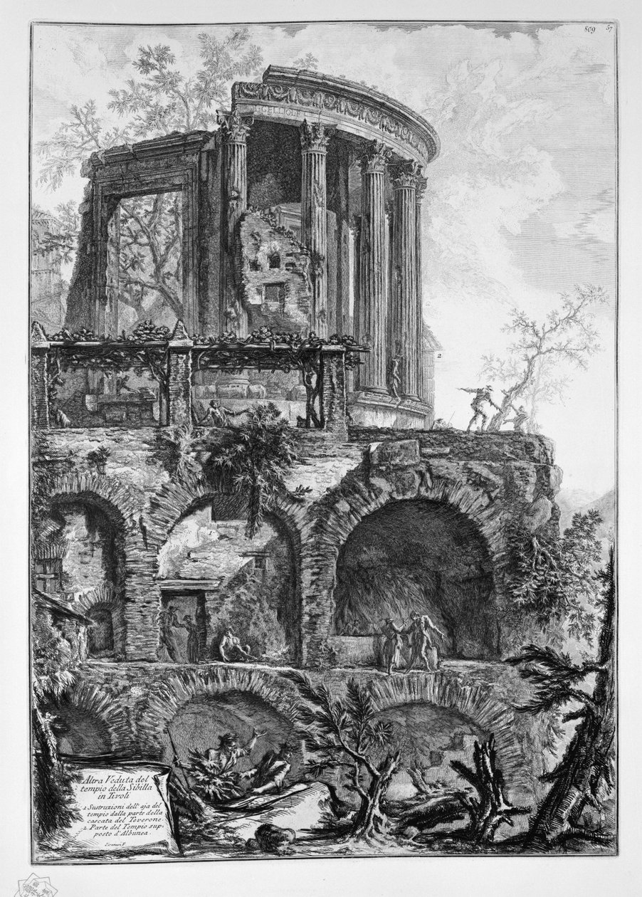 Outro Vista do templo da Sibila no Tivoli de Giovanni Battista Piranesi