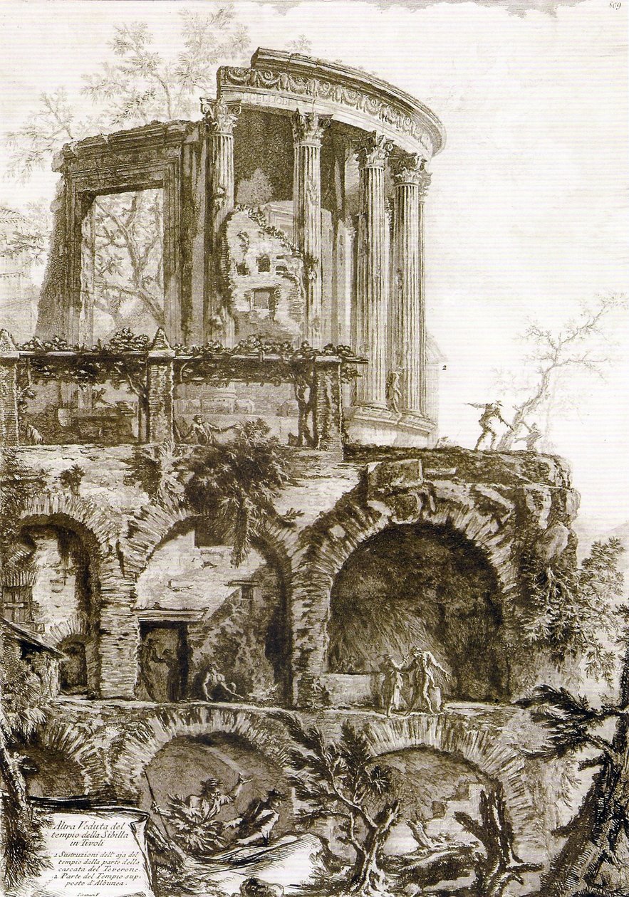 Outra vista do Templo da Sibila, Tivoli de Giovanni Battista Piranesi