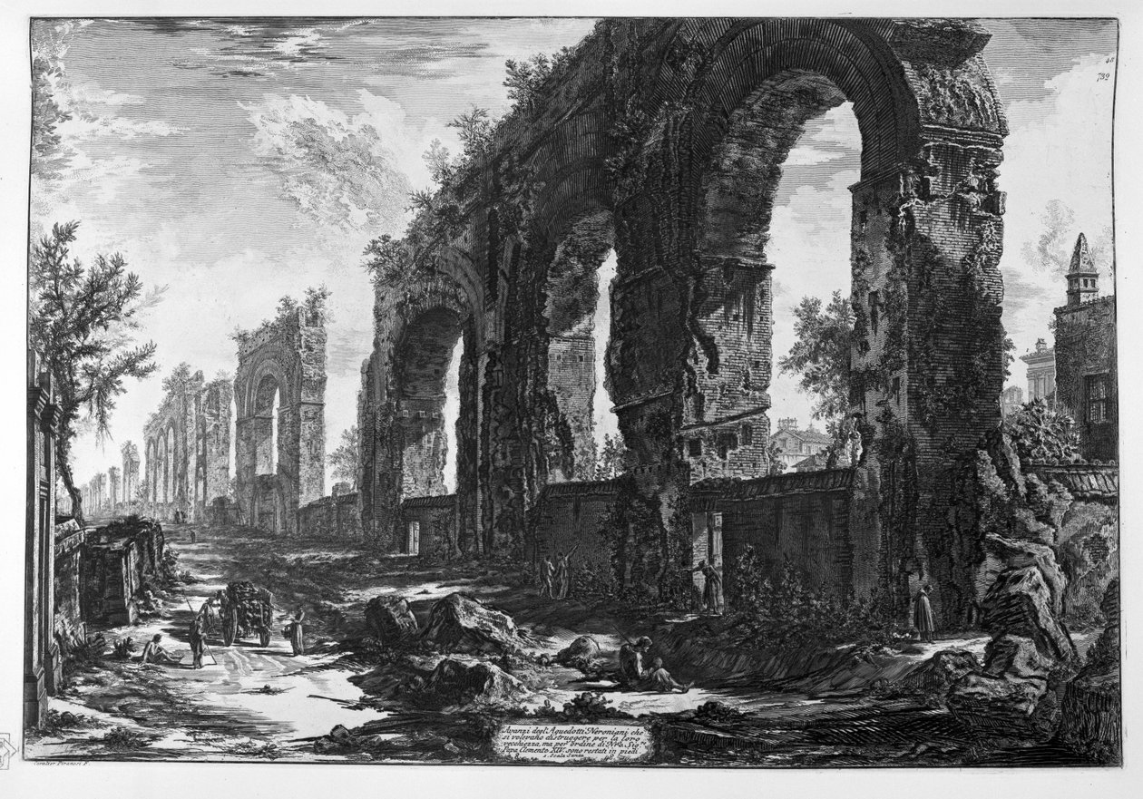 Sobras dos aquedutos neronianos de Giovanni Battista Piranesi