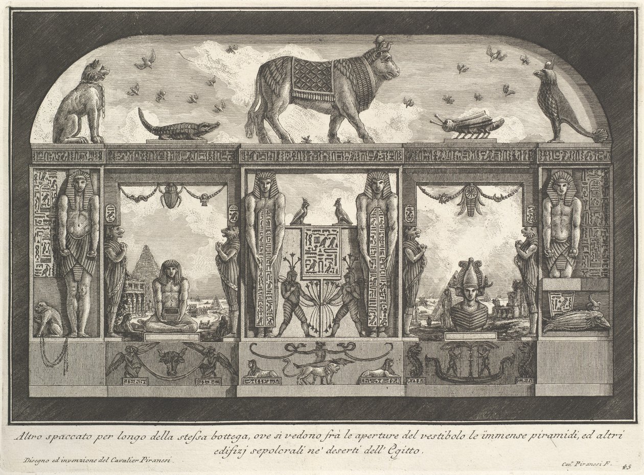 Decoração mural egípcia para o café dos ingleses, Praça di Spagna, Roma, 1769. De diferentes maneiras de adornar os caminhos de Giovanni Battista Piranesi