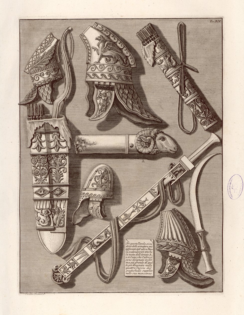 Armadura é vista nesta tabela de Giovanni Battista Piranesi