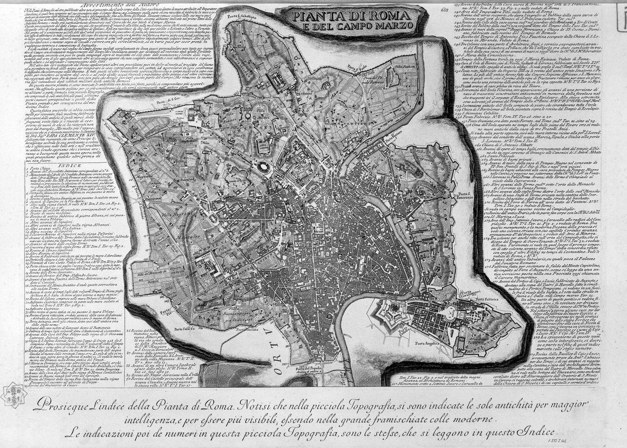 Mapa de Roma, parte. 1 de Giovanni Battista Piranesi