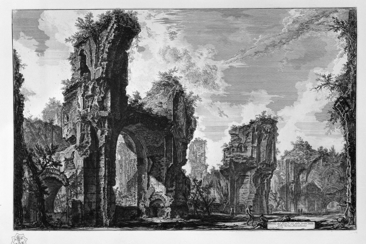Ruínas do Sisto, ou ambas do grande salão dos Banhos Antoninianos de Giovanni Battista Piranesi