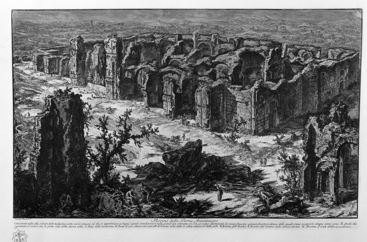Ruínas dos Banhos Antoninianos de Giovanni Battista Piranesi
