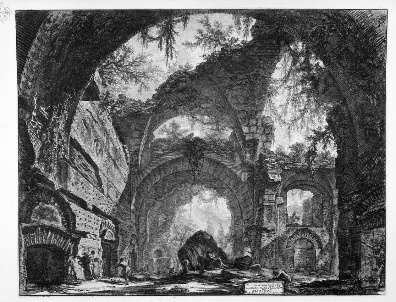 Ruínas de uma estátua de estátuas na Villa Adriana em Tivoli de Giovanni Battista Piranesi